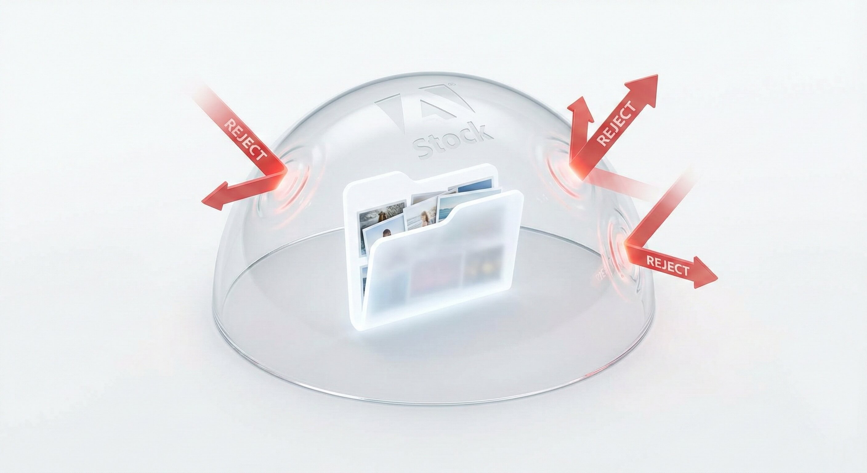 Adobe Stock AI content policy 2026 protection shield concept.